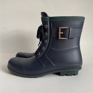 NWOB Tommy Hilfiger Rubber Waterproof Lace Up Rain Boots
